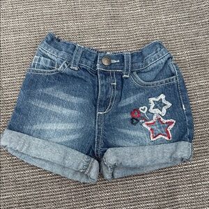 Koala Kids Blue Denim Shorts with USA Red White and Blue Star Embroidery